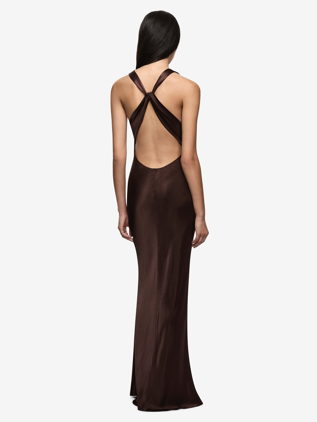 GIA HALTER MAXI DRESS - DARK CHOCOLATE