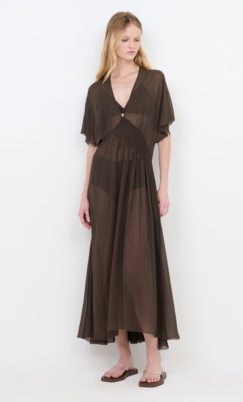 CASCADE MAXI DRESS - DARK CHOCOLATE
