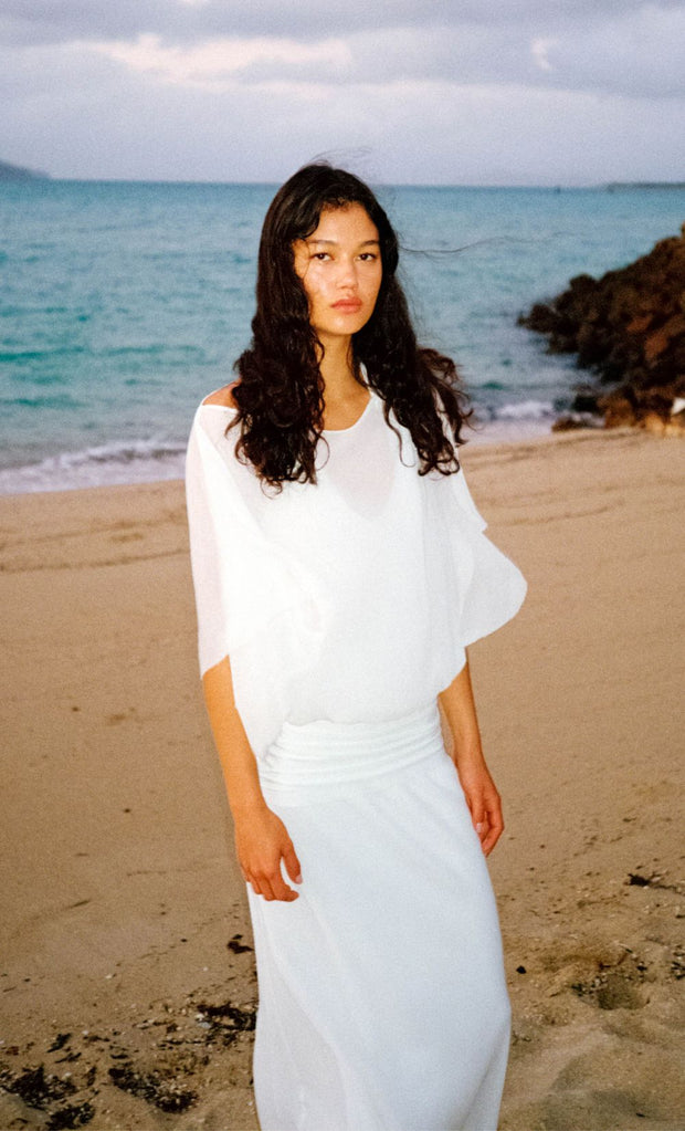 DELILAH OVERLAY MAXI DRESS - IVORY