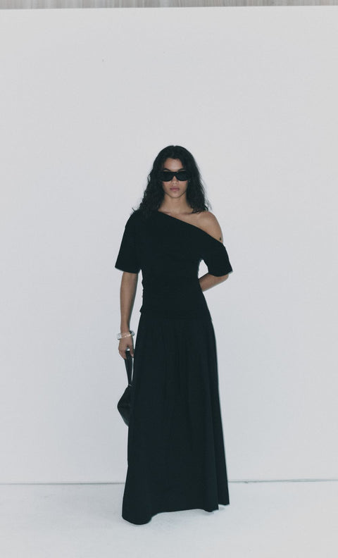 CHANTAL OFFSHOULDER MAXI DRESS - BLACK