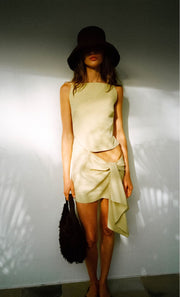 VARA DRAPE MINI DRESS - SANDSTONE