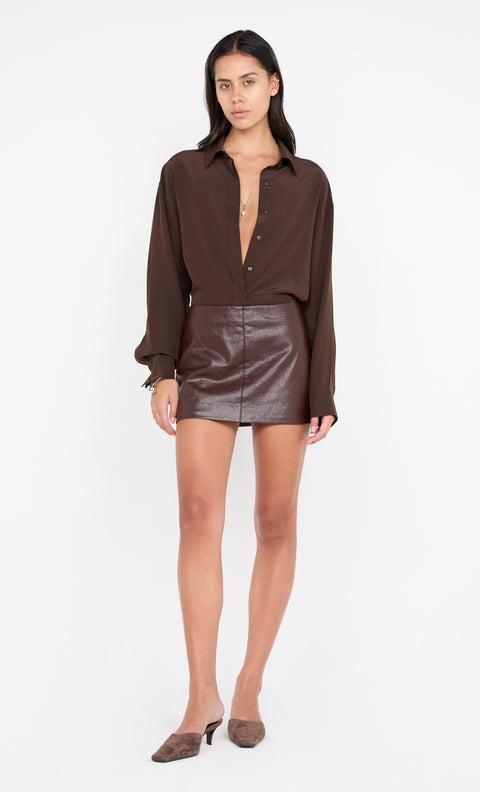 SILK SHIRT - CHOC