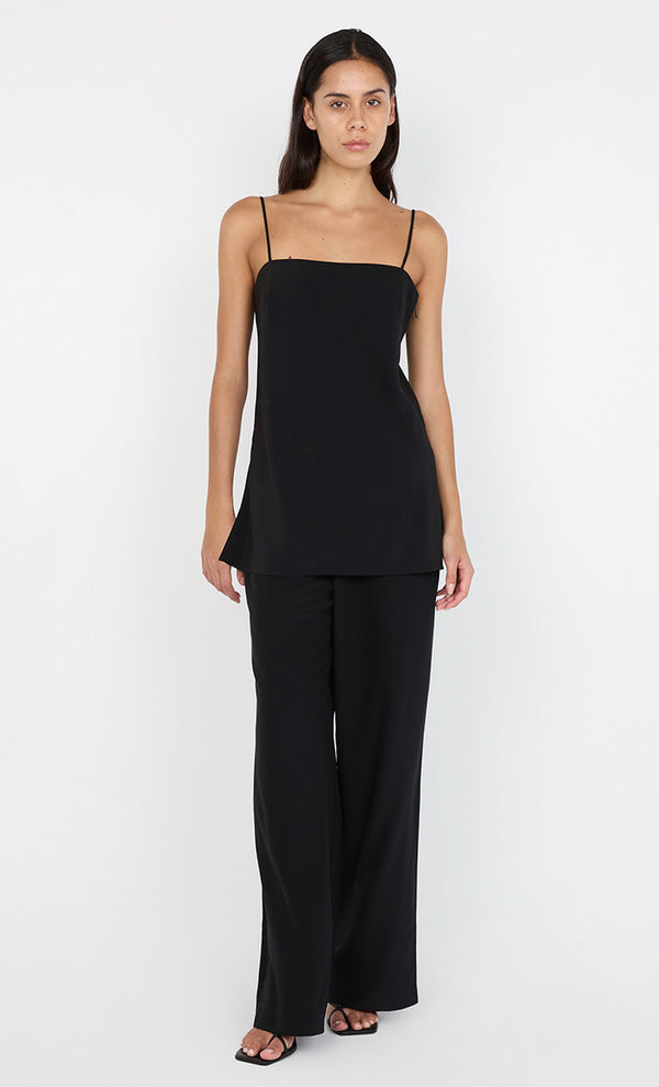 SILK LONG LINE CAMI - BLACK