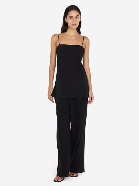 SILK LONG LINE CAMI - BLACK