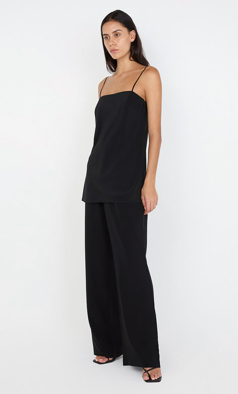 SILK LONG LINE CAMI - BLACK