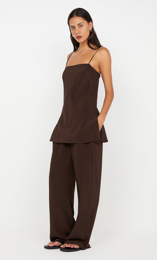SILK LONG LINE CAMI - CHOC