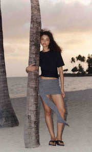 ASTRA DRAPE MINI SKIRT - CHROME