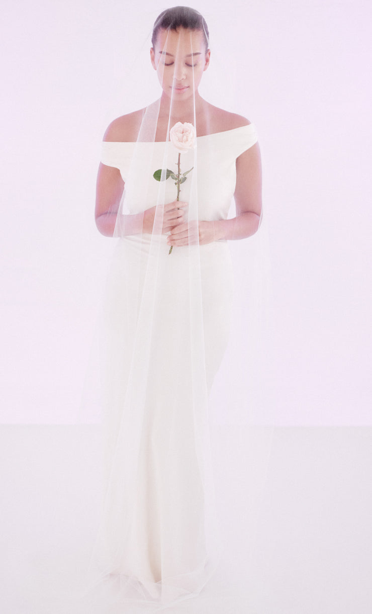Eternity Off Shoulder Wedding Bride Bridesmaid Maxi Dress in Cream White by Bec + Bridge