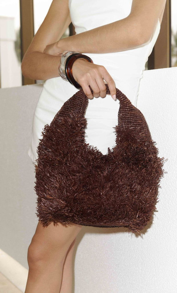 DAWN RAFFIA BAG - DARK CHOCOLATE