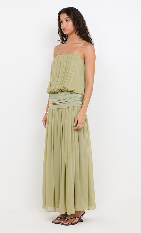 CAMILLE BLOUSON DRESS - PISTACHIO