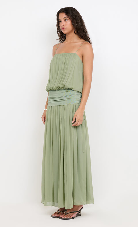 CAMILLE BLOUSON DRESS - PISTACHIO
