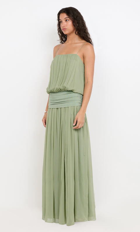 CAMILLE BLOUSON DRESS - PISTACHIO