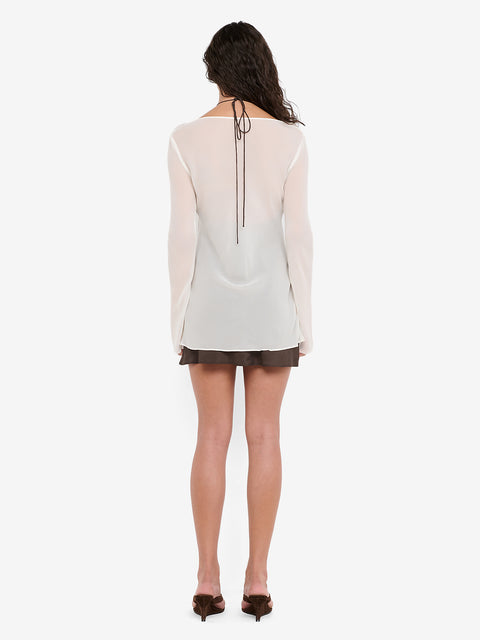 AUGUSTIN LAYERED MINI DRESS - SNOW/DARK CHOC
