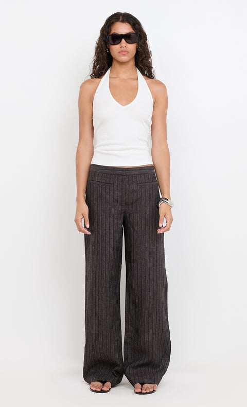 ZURI STRAIGHT LEG PANT - CHARCOAL STRIPE