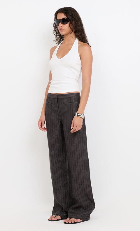 ZURI STRAIGHT LEG PANT - CHARCOAL STRIPE