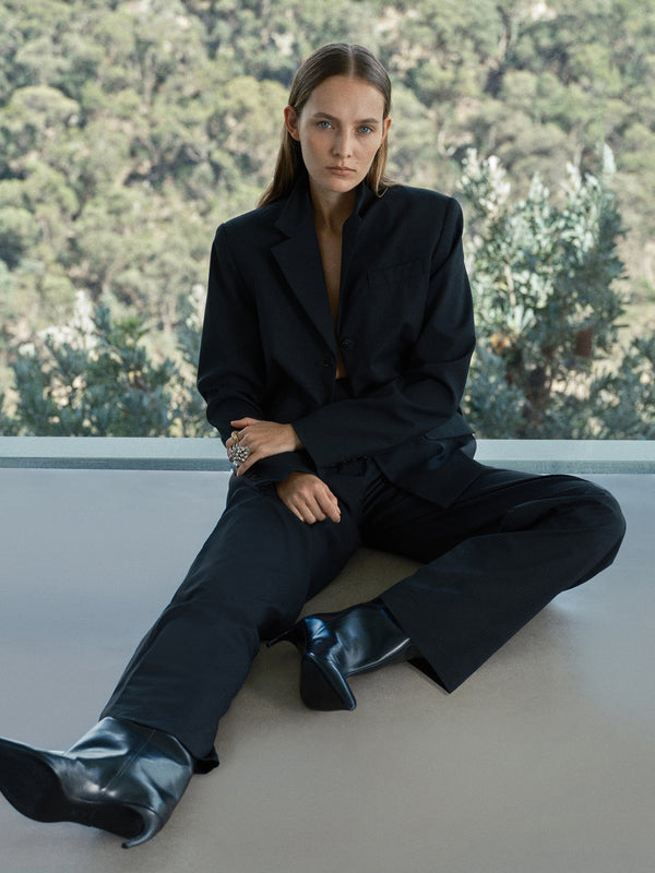 MARCELLI BLAZER  - BLACK/WHITE PINSTRIPE