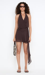 CELYSE MINI DRESS - DARK CHOCOLATE