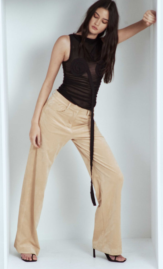DANTE SPIRAL BOAT NECK TOP - BLACK