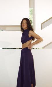 LEILAH DRAPE MIDI DRESS - DEEP VIOLET