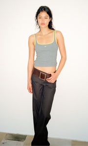 LANA SQUARE NECK TANK - GREY MARLE / LIME