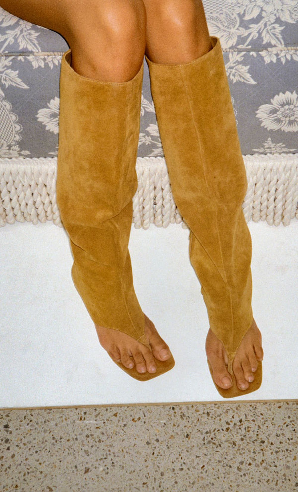 ALIA CUTOUT BOOT - OLIVE OIL SUEDE