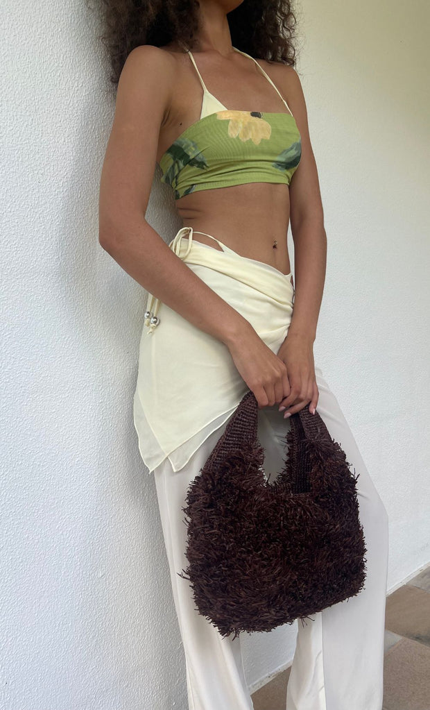 DAWN RAFFIA BAG - DARK CHOCOLATE