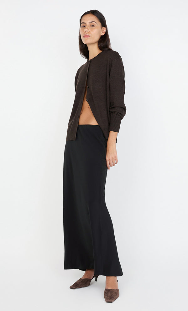 SILK BIAS MAXI SKIRT - BLACK