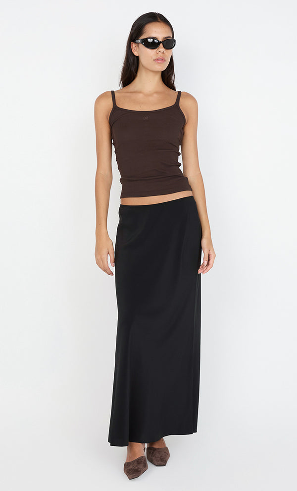 SILK BIAS MAXI SKIRT - BLACK