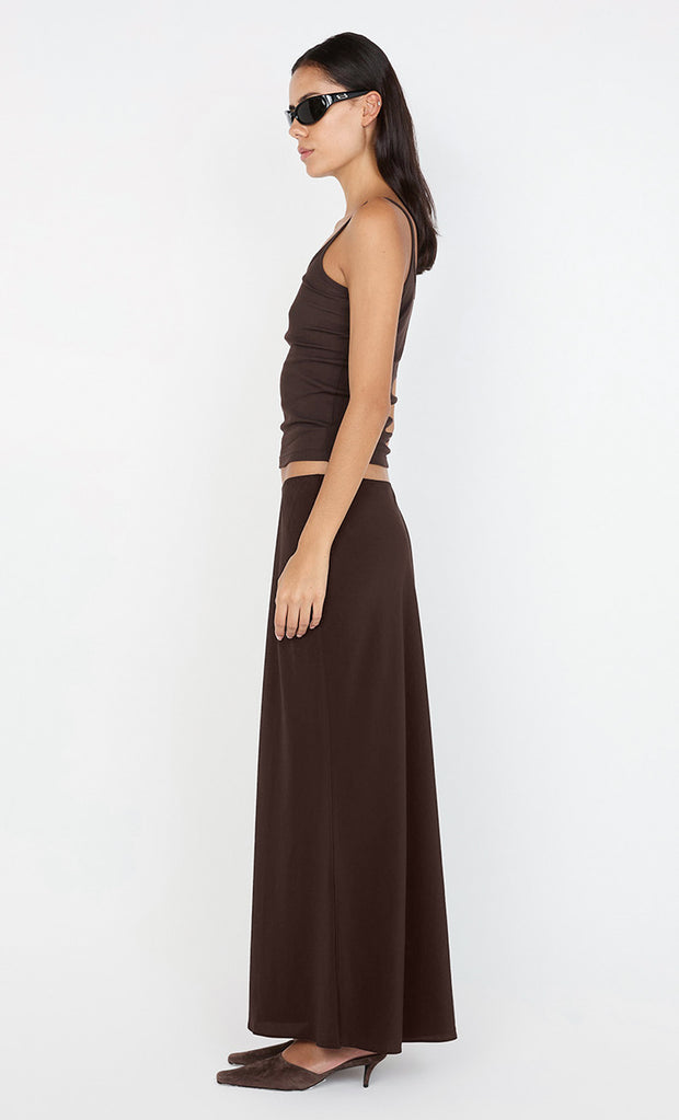 SILK BIAS MAXI SKIRT - CHOC