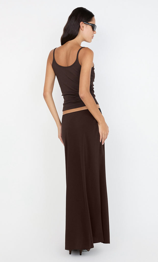 SILK BIAS MAXI SKIRT - CHOC