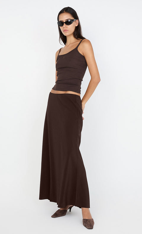 SILK BIAS MAXI SKIRT - CHOC