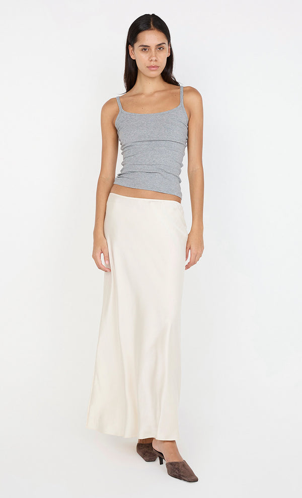 SILK BIAS MAXI SKIRT - CREAM