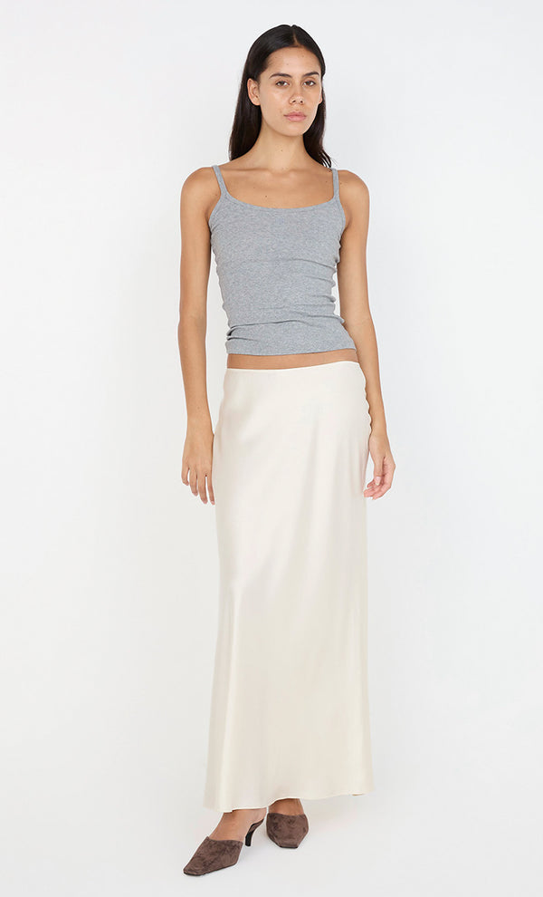 SILK BIAS MAXI SKIRT - CREAM
