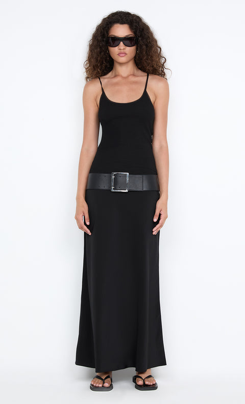 SILK BIAS MAXI SKIRT - BLACK
