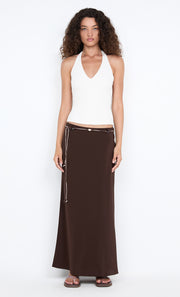 SILK BIAS MAXI SKIRT - CHOC