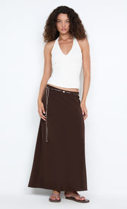 SILK BIAS MAXI SKIRT - CHOC