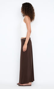 SILK BIAS MAXI SKIRT - CHOC