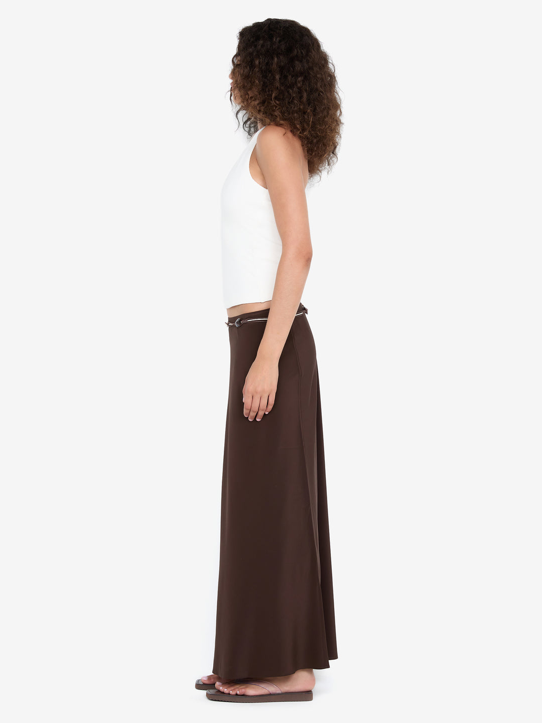 SILK BIAS MAXI SKIRT - CHOC