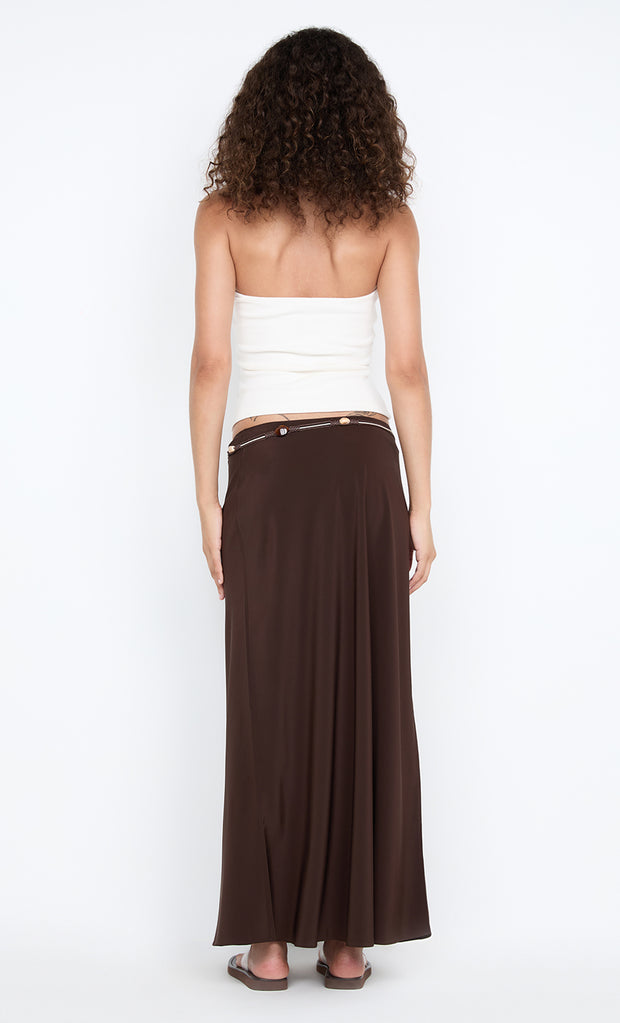 SILK BIAS MAXI SKIRT - CHOC