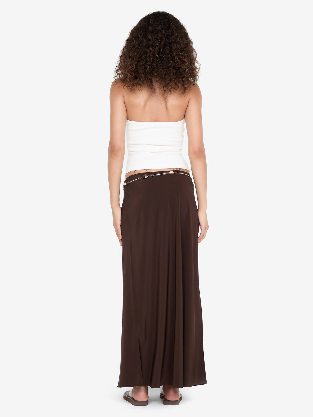 SILK BIAS MAXI SKIRT - CHOC