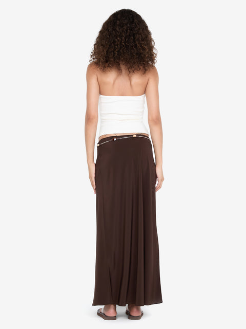 SILK BIAS MAXI SKIRT - CHOC