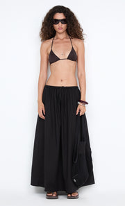 ELEANOR DRAWCORD MAXI SKIRT - BLACK