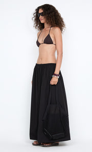 ELEANOR DRAWCORD MAXI SKIRT - BLACK