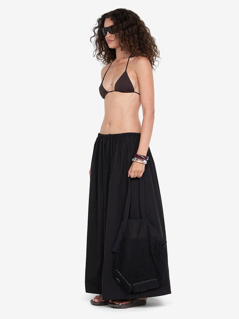 ELEANOR DRAWCORD MAXI SKIRT - BLACK