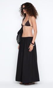 ELEANOR DRAWCORD MAXI SKIRT - BLACK