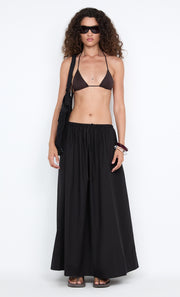 ELEANOR DRAWCORD MAXI SKIRT - BLACK