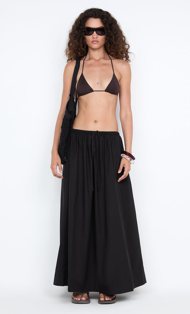 ELEANOR DRAWCORD MAXI SKIRT - BLACK