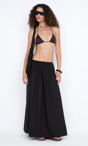ELEANOR DRAWCORD MAXI SKIRT - BLACK