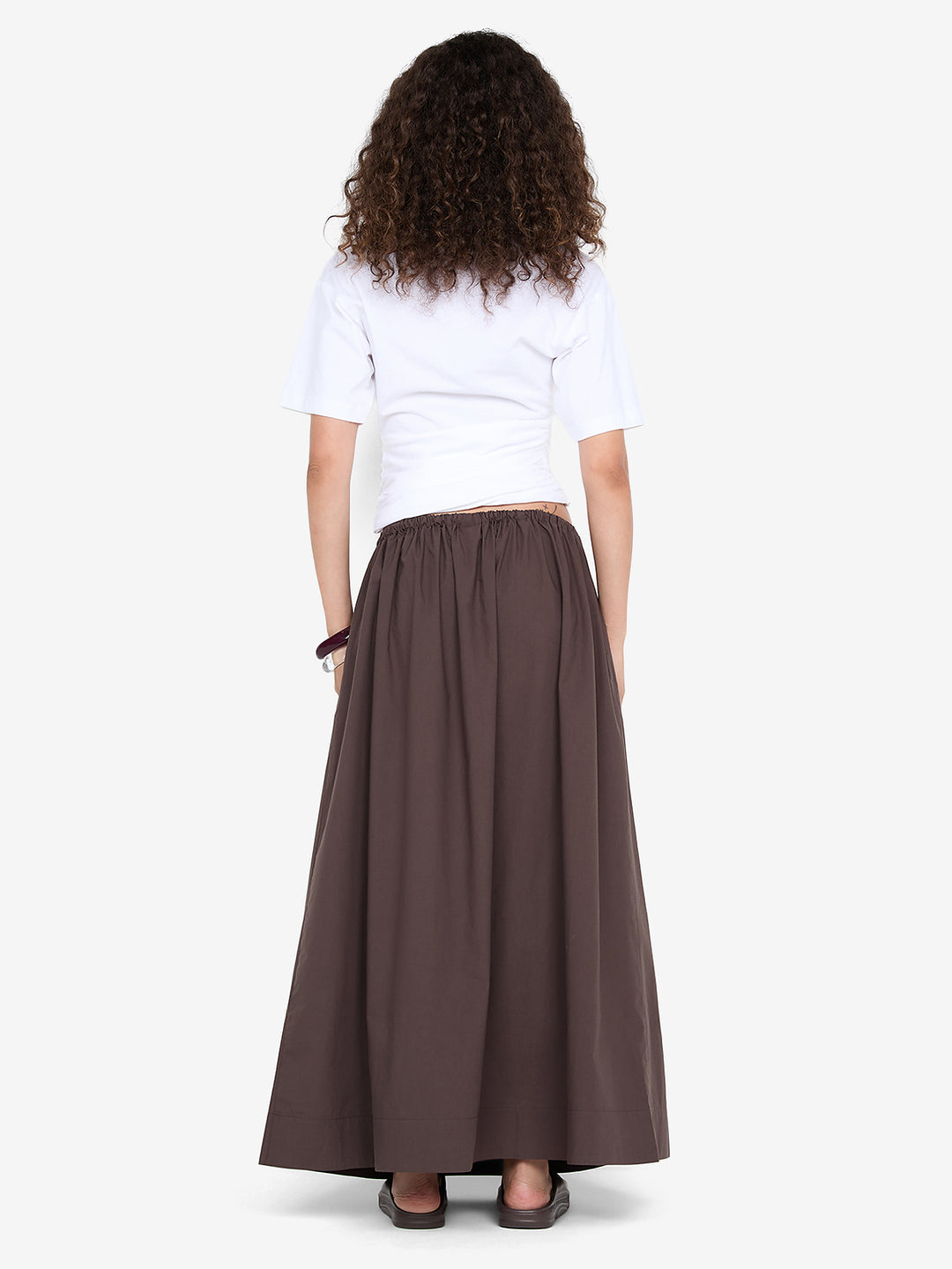 ELEANOR DRAWCORD MAXI SKIRT - CHOC