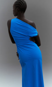ANGELINA ASYM MAXI DRESS - MID BLUE